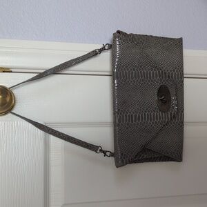 Perlina Leather Snakeskin Envelope Shoulder Bag Clutch